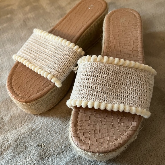 Cream Wedge Heels - Picture 1 of 3